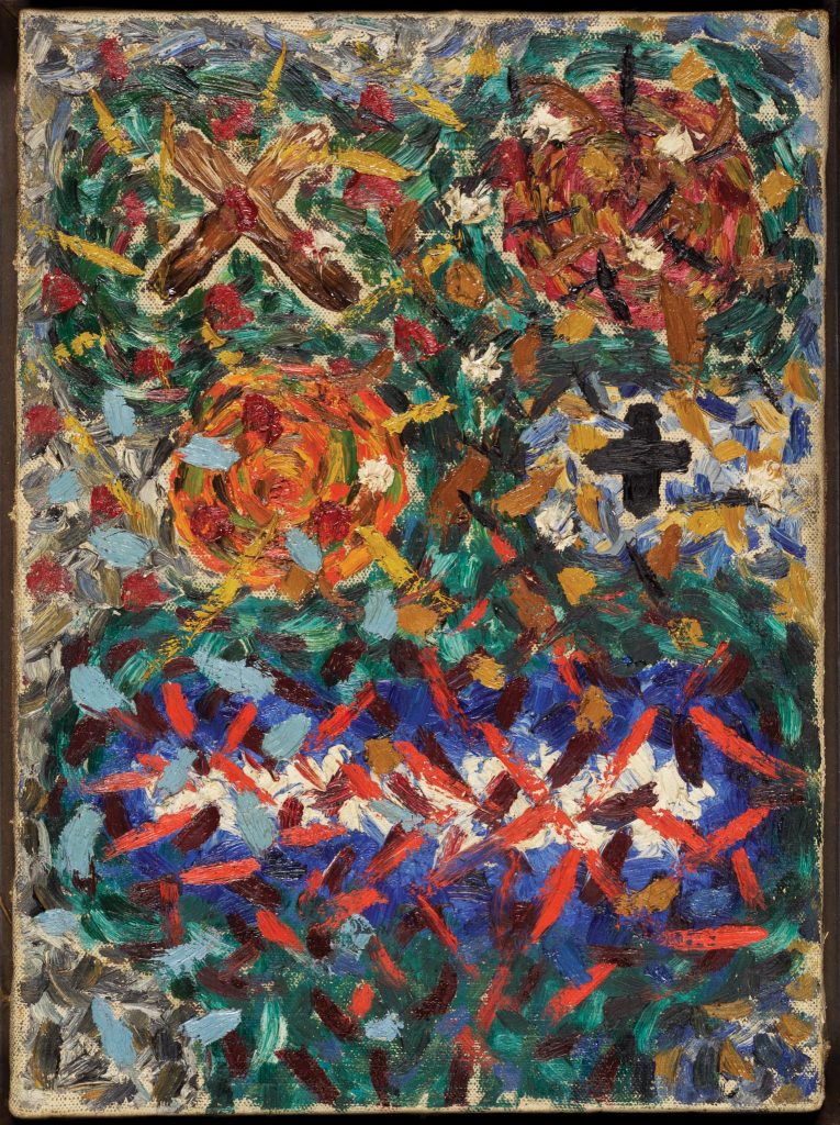 Sonja Ferlov, Compositie, 1938, olieverf op doek, 34.6 x 27.6 cm, collectie Cobra Museum voor Moderne Kunst c/o Pictoright 2022